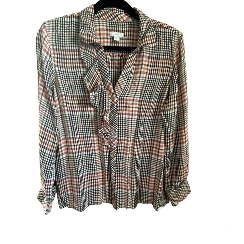 J. Jill Plaid Blouse - Petite Medium